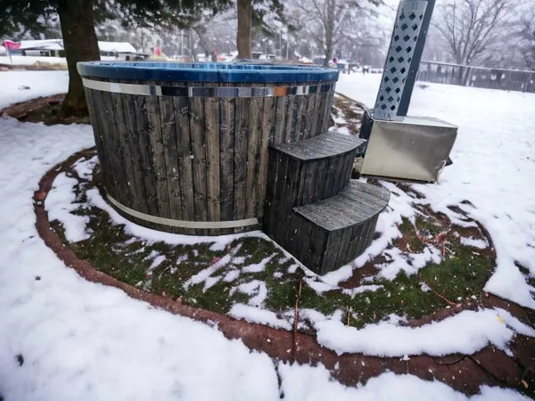PEARL 6 személyes SÓZHATÓ AKRIL dézsafürdő SAVÁLLÓ KÜLSŐ kályhával, thermotetővel
