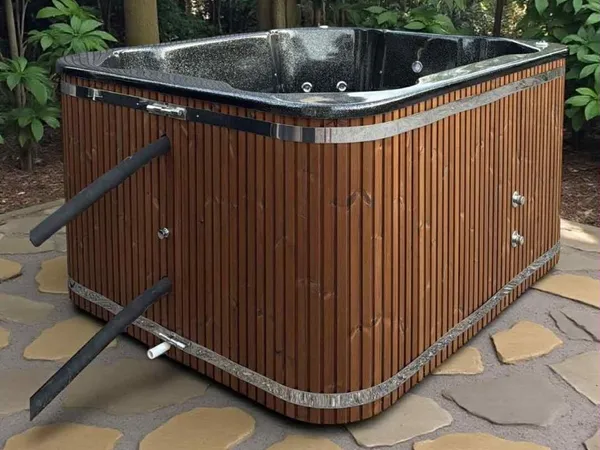 ZANZIBAR 6 személyes​ GLITTERES üvegszálas dézsafürdő KÜLSŐ KÁLYHÁVAL, WELLNESS csomagban
