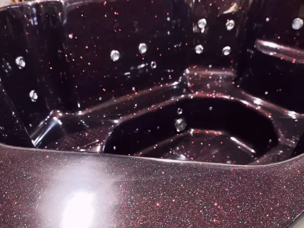 ZANZIBAR 6 személyes​ GLITTERES üvegszálas dézsafürdő KÜLSŐ KÁLYHÁVAL, WELLNESS csomagban